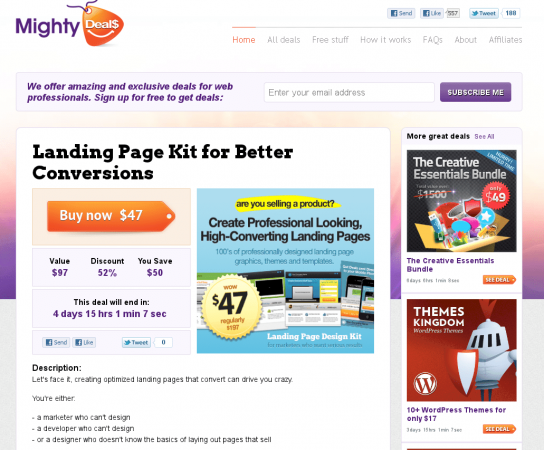Compra coletivas para desenvolvedores web no Mighty Deals