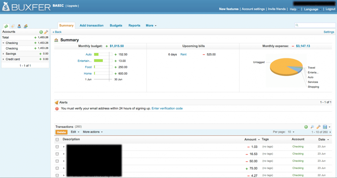 Gerencie seu dinheiro online com o Buxfer