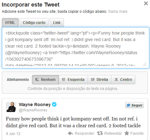 Incorporando tweets a uma página