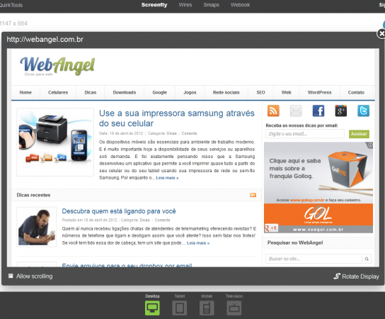 Veja o seu layout em vários dispositivos