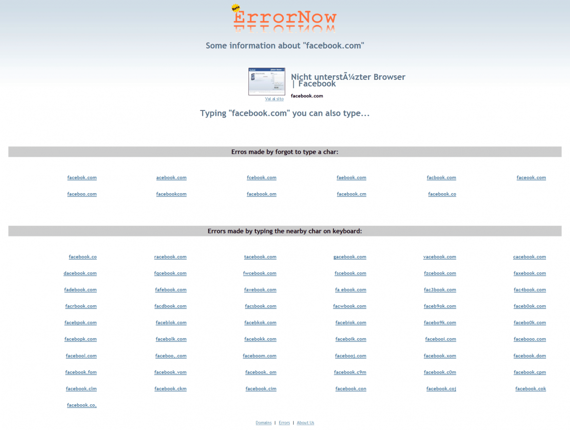 Descubra possíveis erros de digitação no seu domínio