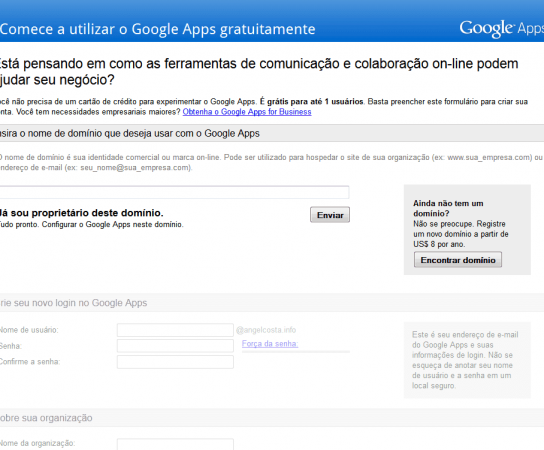 Como conseguir uma conta gratuita no Google Apps