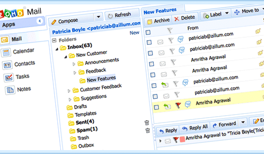 Hospedagem gratuita de email no ZohoMail