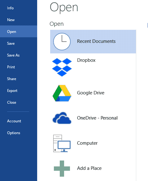 Adicione o Dropbox e Google Drive como locais no Office 3